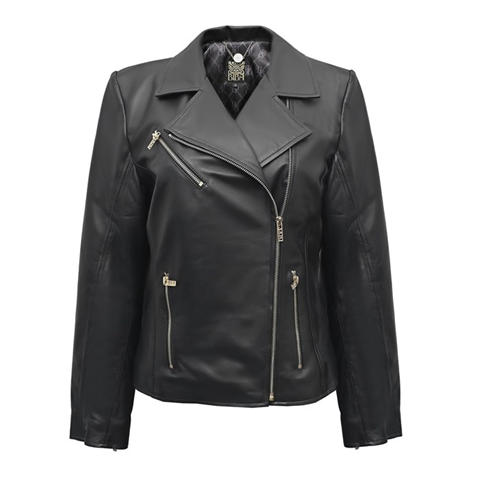 Biba - Womens Genuine Sheepskin Biker 4 Pocket Leather Jacket