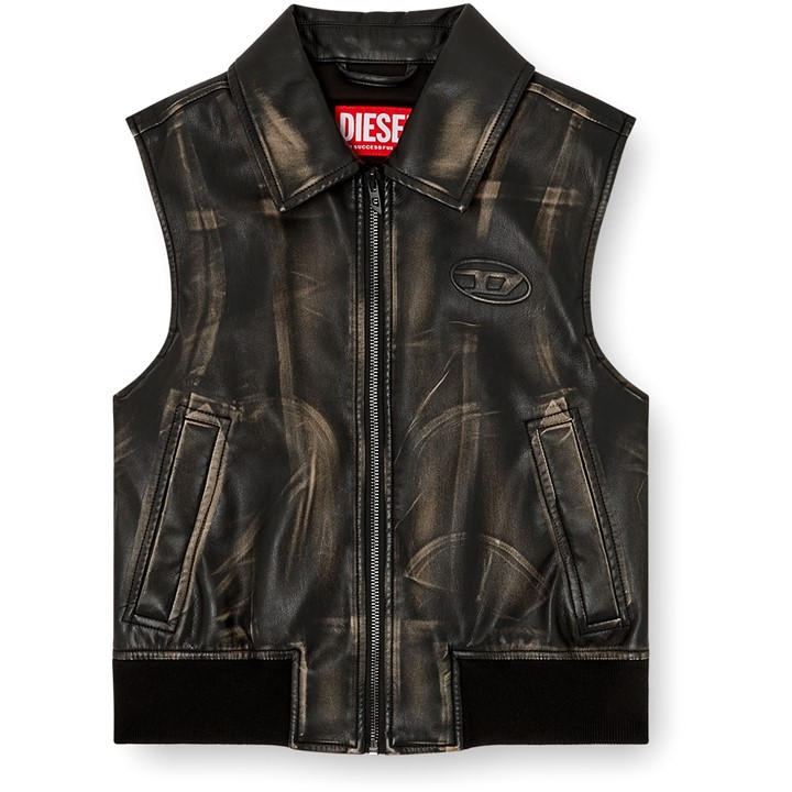 Diesel Women's Black Leather Jacket in Size 10, Sports Direct