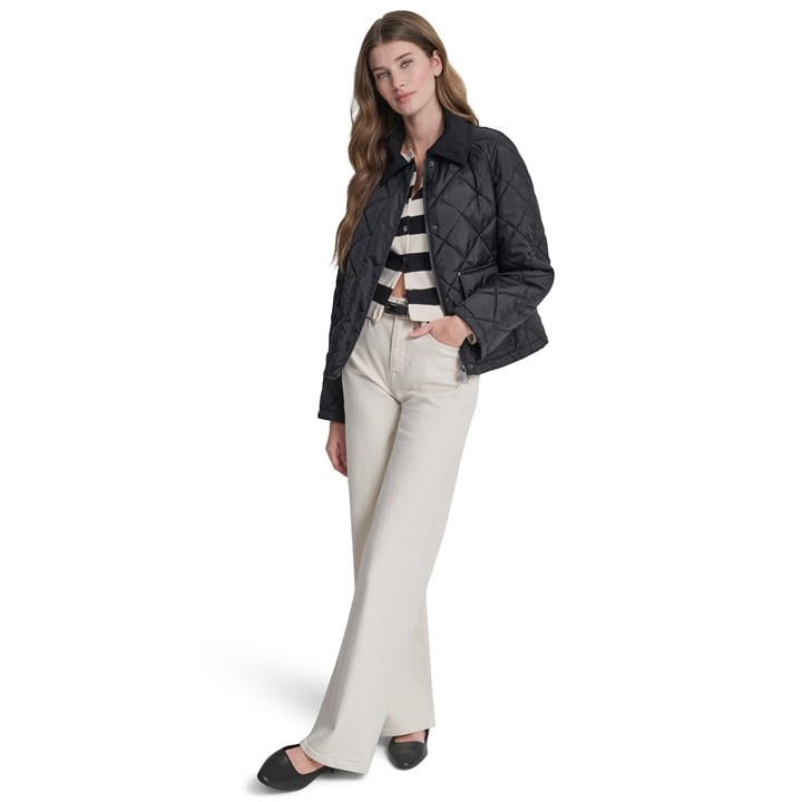 Dkny Women's Black Quilted Jacket in Size 8, Sports Direct