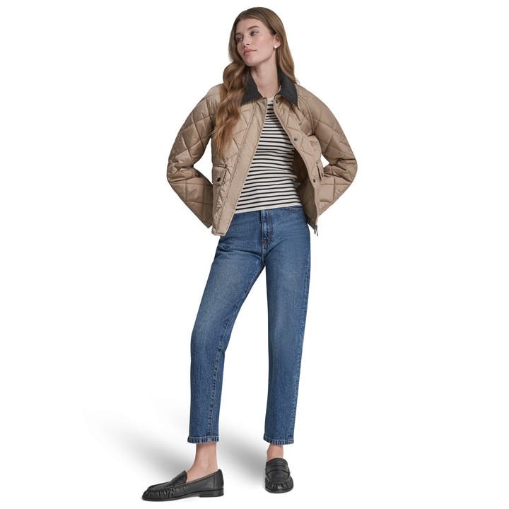 Dkny Women's Beige Quilted Jacket in Size 8, Sports Direct