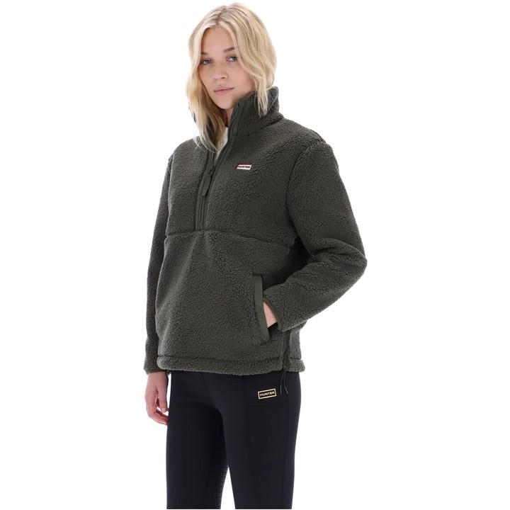 Hunter Women's Green Zipped Borg 1/4 Zip Fleece in Size 10, Sports Direct