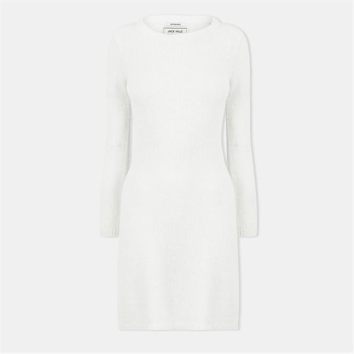 Jack Wills Women's Vintage White Bell Sleeve Crew Neck Mini Sweater Dress - 10 (S) - Image 4