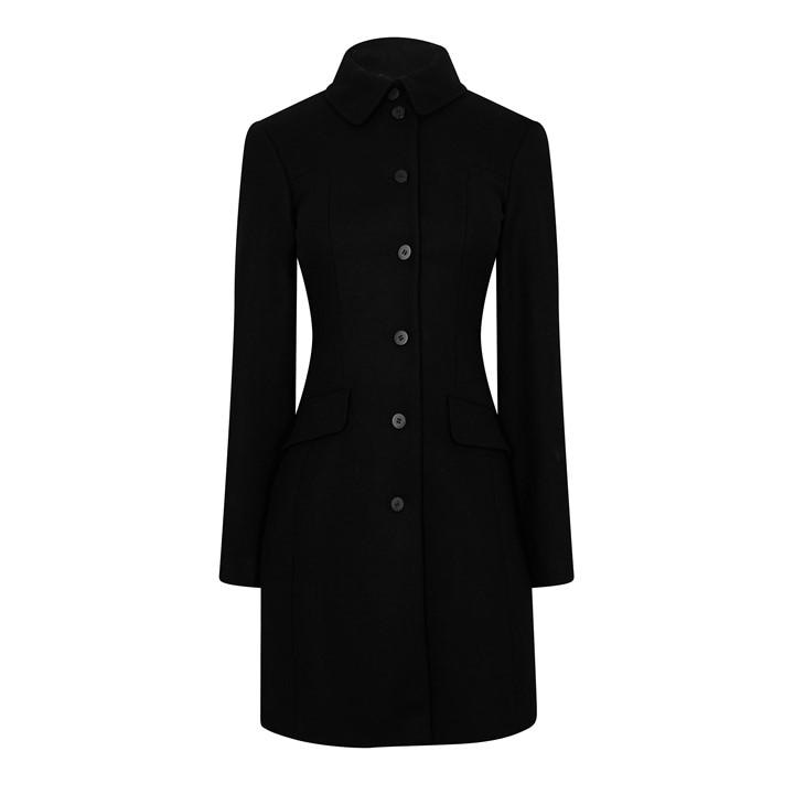 Boss Women's Black Ciera1 101 Overcoat in Size 4, Sports Direct