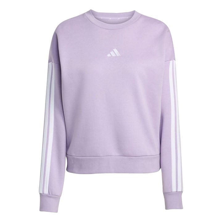Adidas Women's Purple 3-Stripes Fleece Crew-Neck Sweatshirt in Size XS, Sports Direct