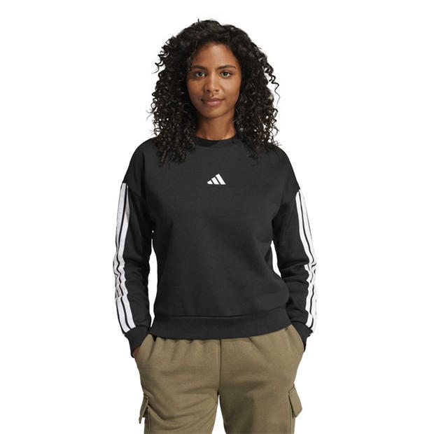Black - adidas - Essentials Studio Lounge 3-Stripes Sweatshirt Womens