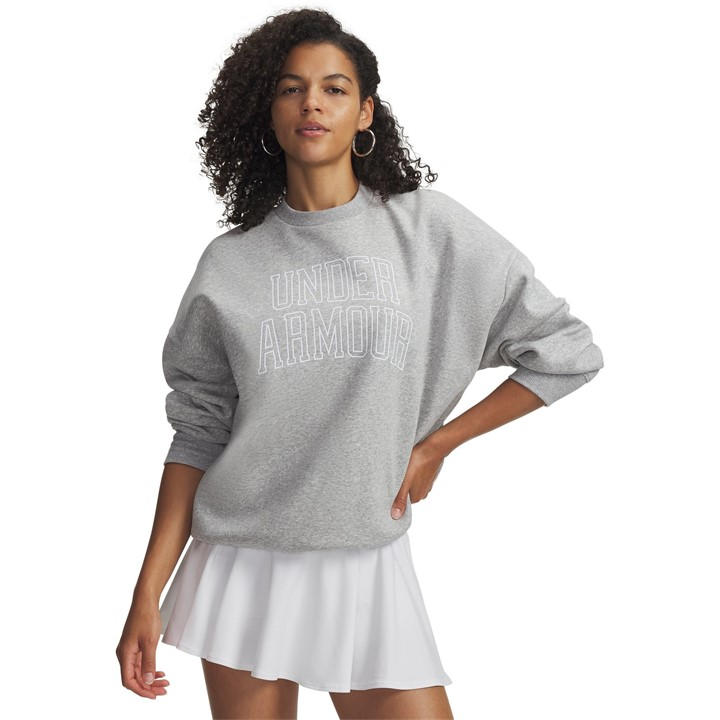 Under Armour Women's Grey Rival Fleece Crew Sweatshirt in Size 16, Sports Direct