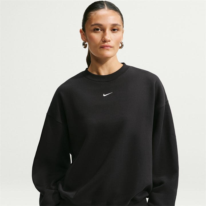 Nike Women's Black Sportswear Phoenix Fleece Over-Oversized Crewneck Sweatshirt in Size 14, Sports Direct
