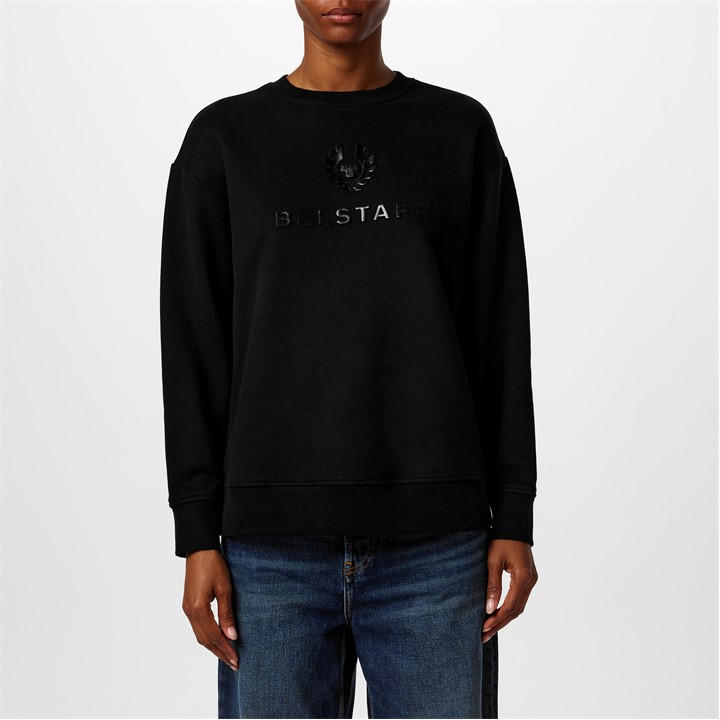 Belstaff Women's Black Signature Logo Sweatshirt in Size 10, Sports Direct