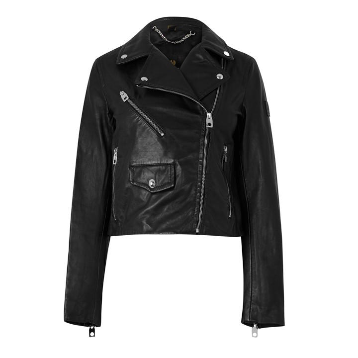 Belstaff Women's Black Leather Jacket in Size 12, Sports Direct