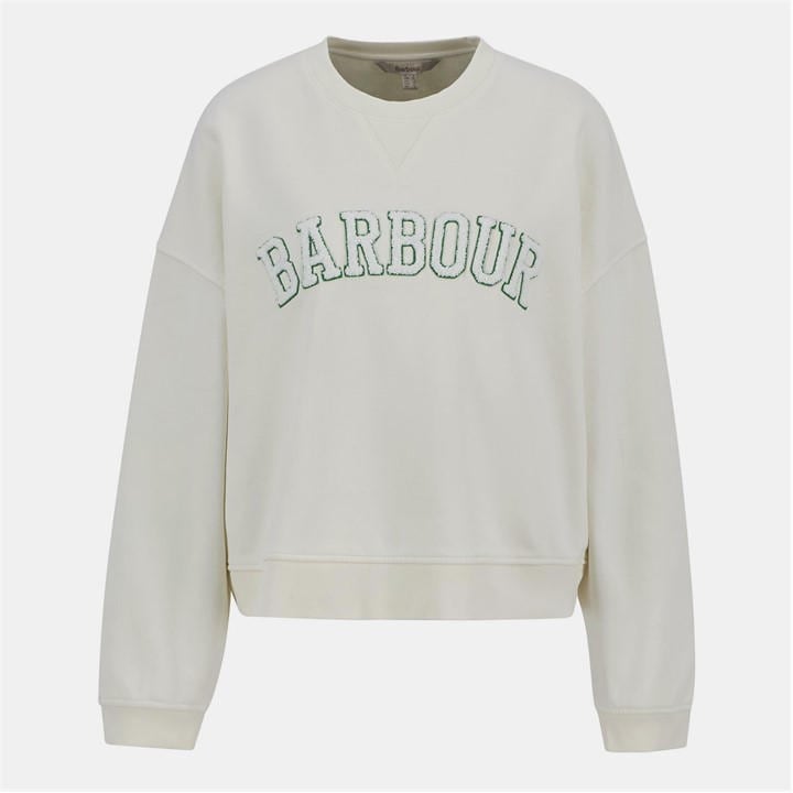 Barbour Women's Beige Silverdale Crew-Neck Relaxed Fit Sweatshirt in Size 14, Sports Direct
