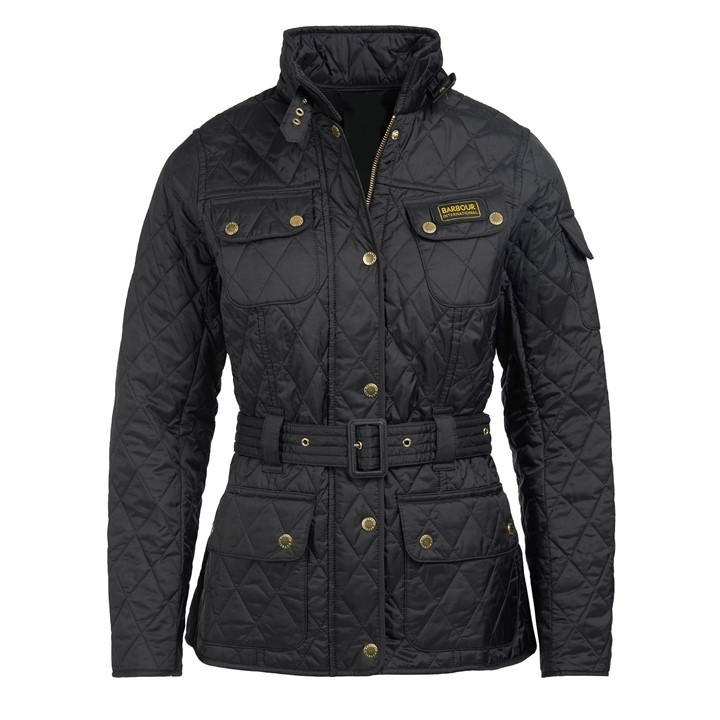 International  Women's  Diamond Quilted Wind Resistant Long Sleeve Slim Fit Quilted Jacket, Football by Barbour  in Size 18, Sports Direct