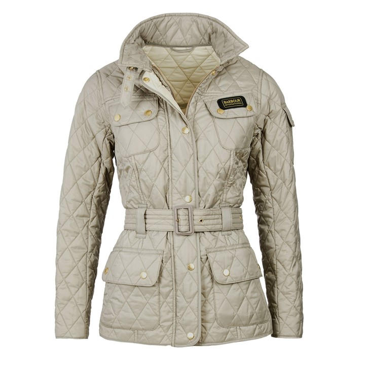 International  Women's  Diamond Quilted Wind Resistant Long Sleeve Slim Fit Quilted Jacket, Football by Barbour  in Size 12, Sports Direct