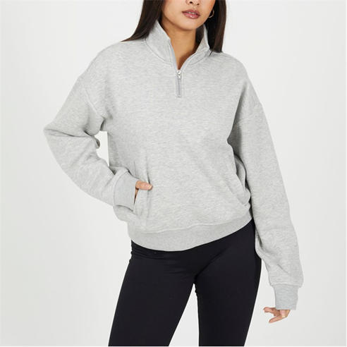 Brave Soul - BS Womens Funnel Neck Quarter Zip Sweatshirt with Pocket