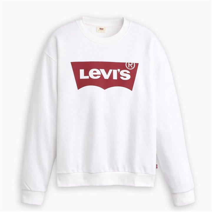 Levis Women's White Batwing Logo Crew Neck Sweatshirt in Size 14, Sports Direct