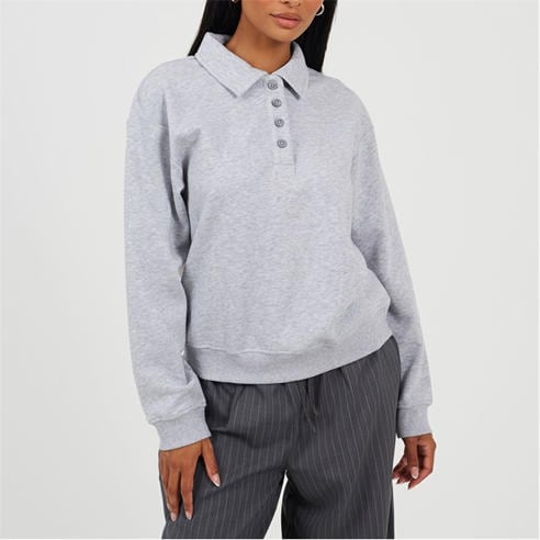 Brave Soul - BS Womens Quarter Button Down Sweatshirt with Collar