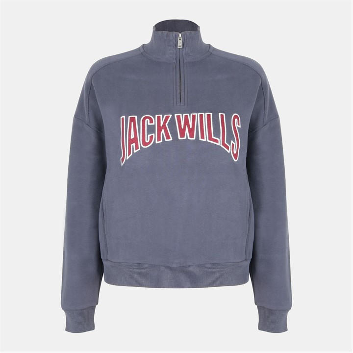 Jack Wills Women's Blue 1/4 Zip Fleece in Size 14, Sports Direct