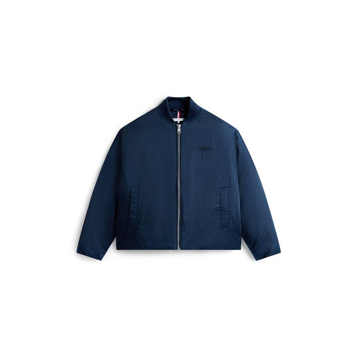 Tommy Hilfiger Women's Ribbed Trim Zip-Through Bomber Jacket Blue Size 10 (S) - Image 3