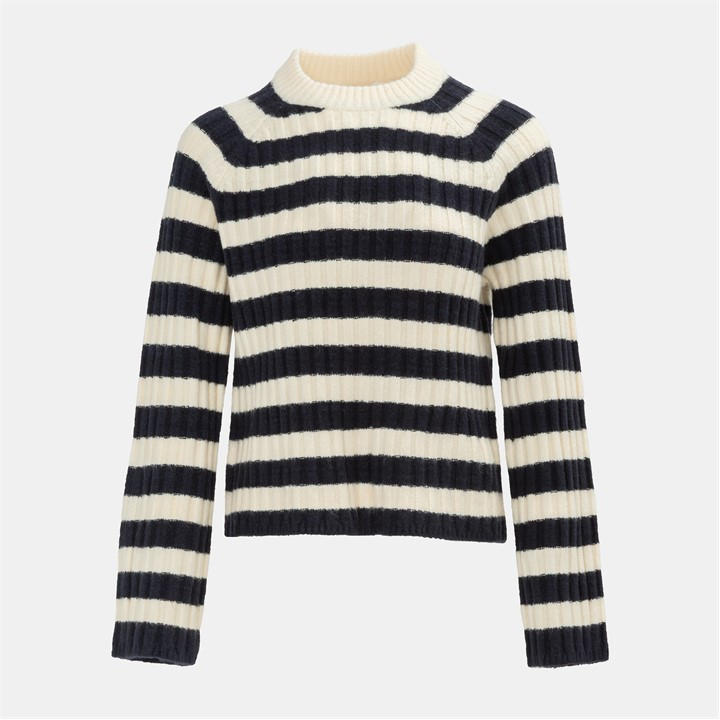 Miso Women's Blue Stripe Jumper Open Hem in Size 8, Sports Direct