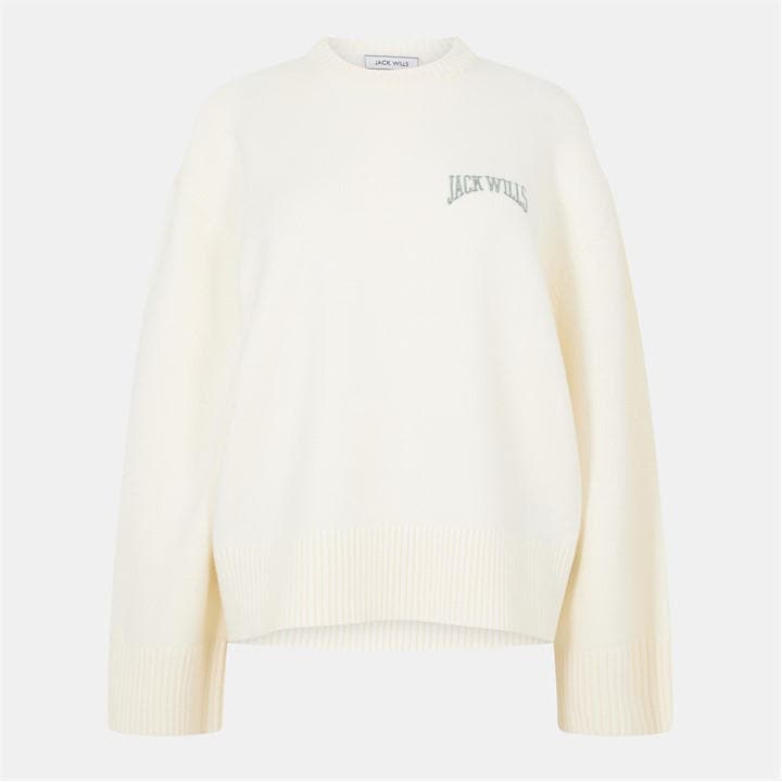 Jack Wills Women's White Knitted Crew Neck Jumper in Size 10, Sports Direct