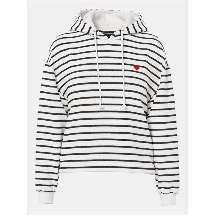 Pieces Women's Chilli Cotton Striped Long-Sleeve Hoodie White Medium - Image 3