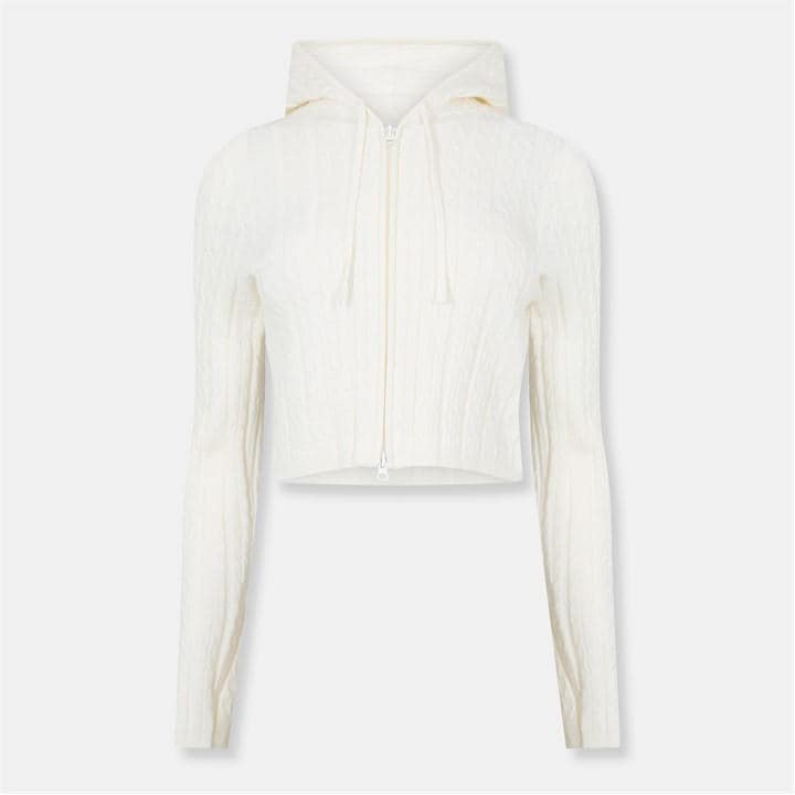 Jack Wills Women's Cream Full Zip Cable Knit Jumper in Size 12, Sports Direct