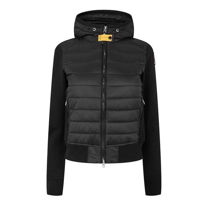 Parajumpers Women's Black Caelie Fleece Hooded Long Sleeve Hybrid Jacket in Size 14, Sports Direct