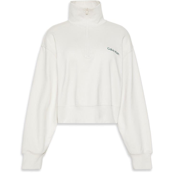 Calvin Klein Women's White 1/4 Zip Fleece in Size 8, Sports Direct