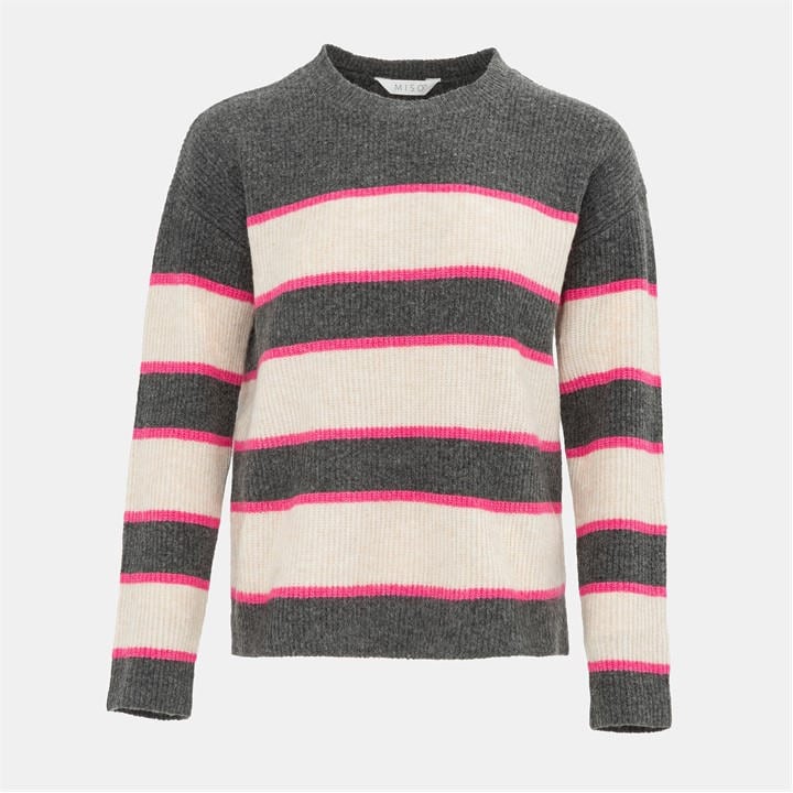 Miso Women's Grey Stripe Jumper in Size 12, Sports Direct