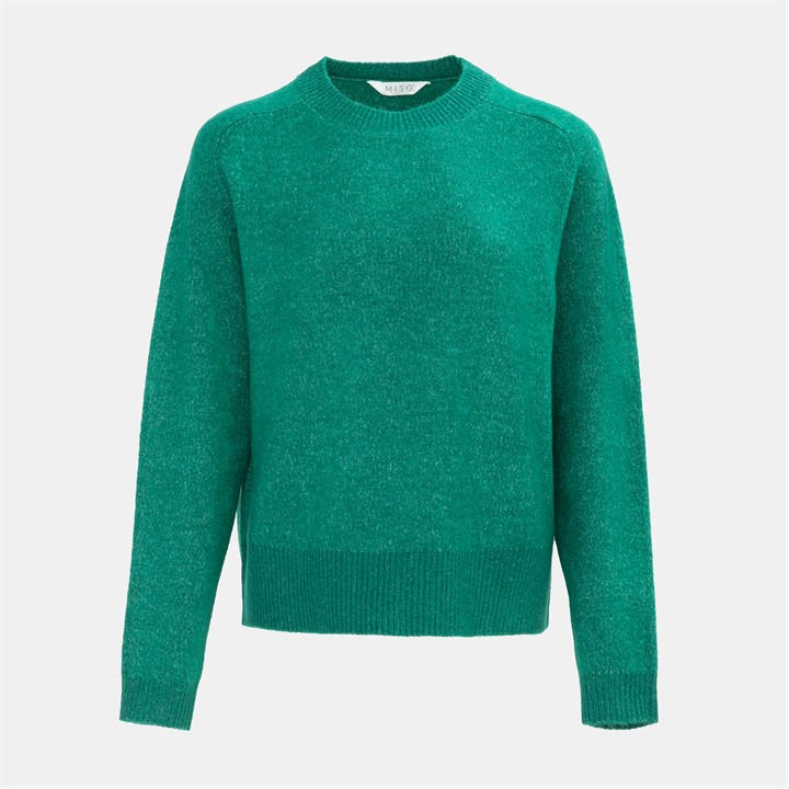 Miso Women's Green Knit Jumper Solid in Size 12, Sports Direct