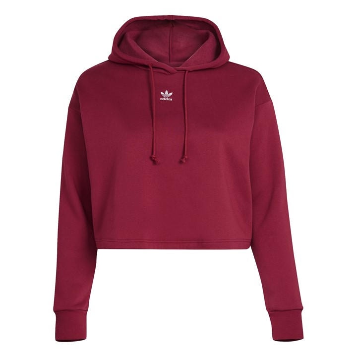 Adidas Originals Women's Red Adicolor Essentials Crop Fleece Hoodie (Plus Size) in Size 20, Sports Direct