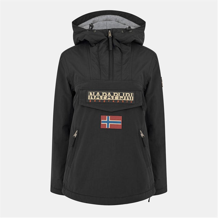 Napapijri Women's Black Rainforest Waterproof Winter Rain Anorak in Size 8, Sports Direct