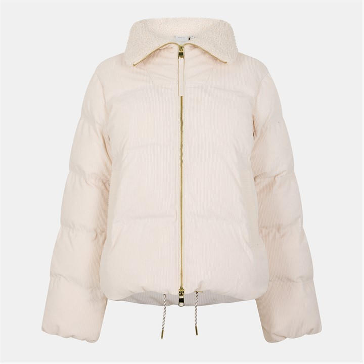Varley Women's White Brackley Cord Puffer Jacket in Size 12, Sports Direct