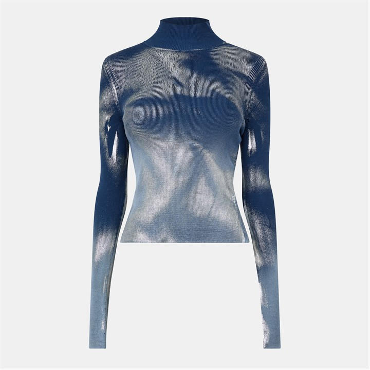 Diesel Women's Faded Denim Turtleneck Slim Fit Long Sleeve Sweater - 10 - Image 4