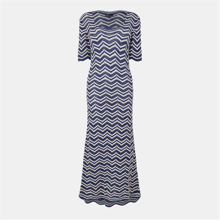 Nobodys  Women's Blue Short-Sleeve Knitted Jumper Dress in Size 10, Sports Direct