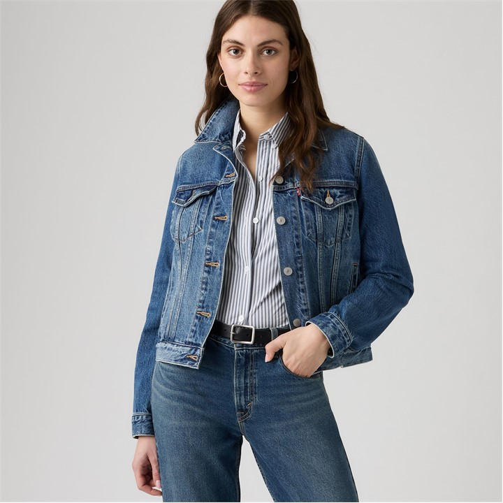 Levis Women's Blue Original Trucker Black Air in Size 8, Sports Direct