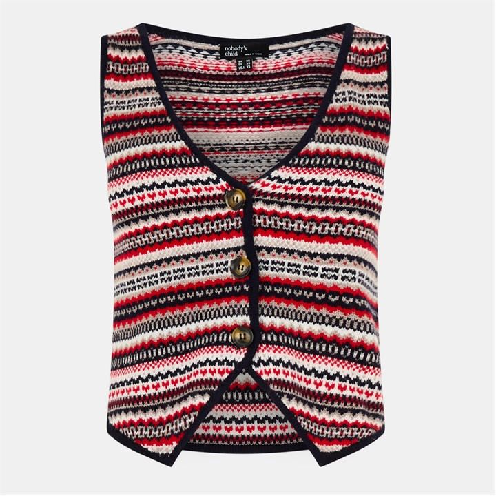 Nobodys  Women's  Fair Isle Waistcoat in Size 12, Sports Direct
