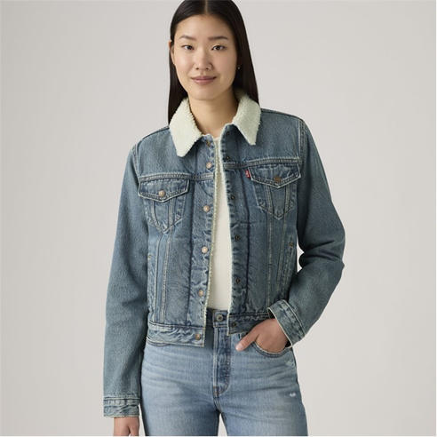 Levis - Women's Sherpa Trucker Denim Slim-Fit Jacket