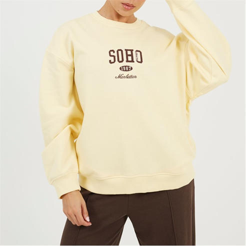 Brave Soul - BS Womens Crew Neck Sweatshirt with Soho Chest print