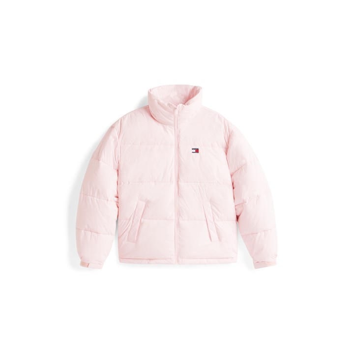 Tommy Jeans Women's Pink Flag Medium Puffer Jacket in Size 8, Sports Direct