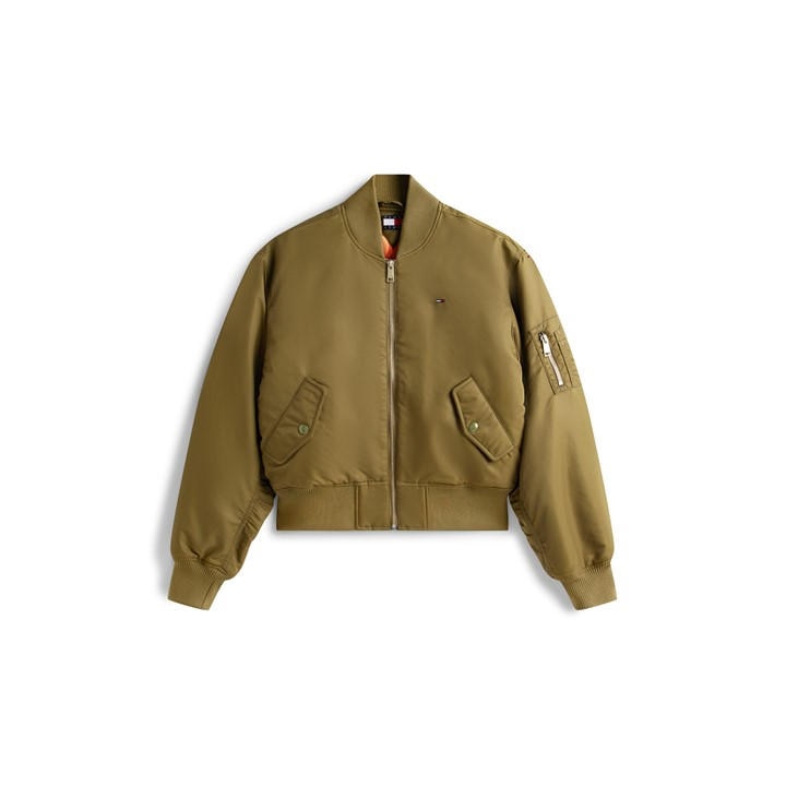 Tommy Jeans Women's Green Essential Bomber Jacket in Size 8, Sports Direct