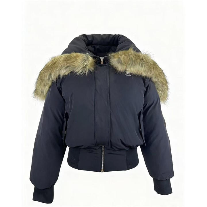 Kangol Women's Black Water And Wind Resistant Hooded Short Puffer Jacket in Size 12, Sports Direct