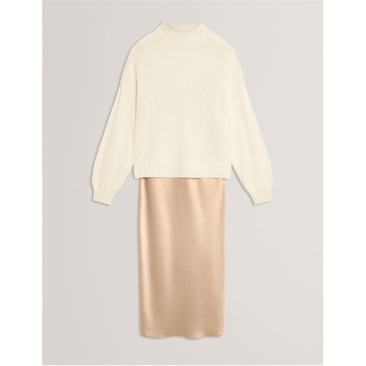 Ted Baker Women's Neutral Knitted Jumper Dress in Size 10, Sports Direct