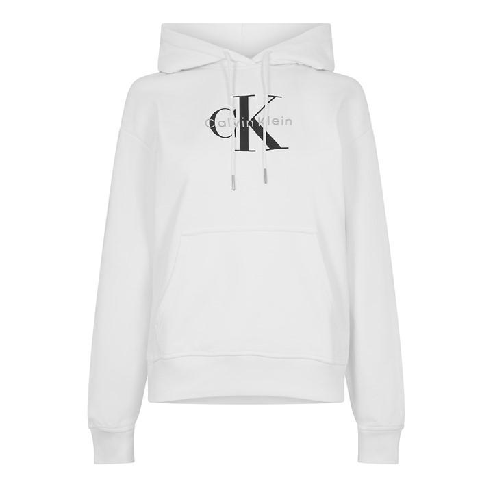 Calvin Klein Jeans Women's White Core Monogram Logo Hoodie in Size 10, Sports Direct