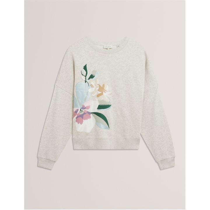 Ted Baker Women's Grey Embroidered Crew Sweatshirt in Size 10, Sports Direct