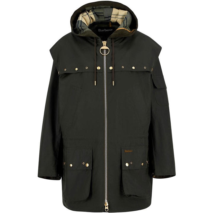 Barbour Women's Green Aberford Waxed Jacket in Size 14, Sports Direct