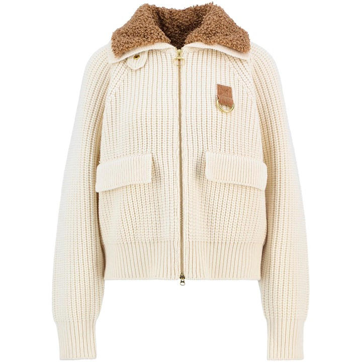 Barbour Women's Cream Marla Bomber Jacket in Size 14, Sports Direct