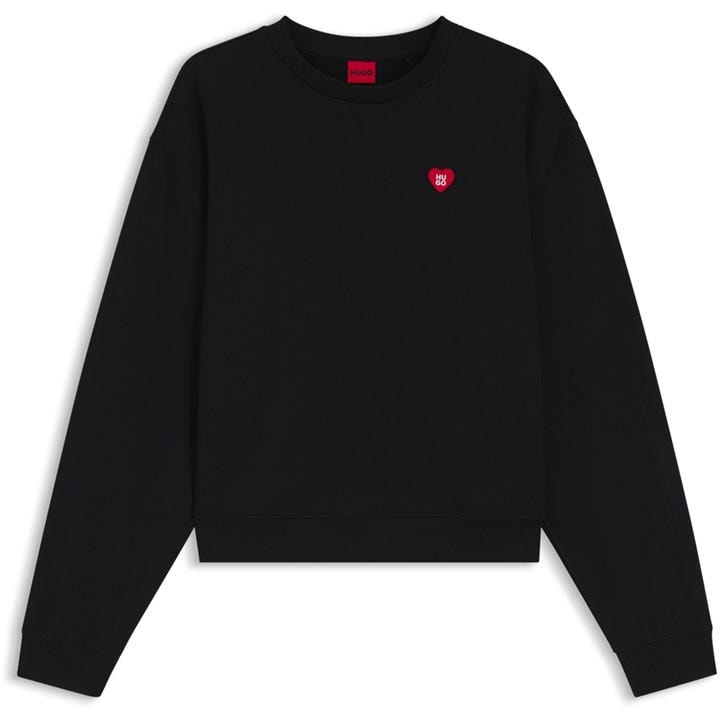 Hugo Women's Black Logo Heart Crew Neck Jumper (Deroxina) in Size 8, Sports Direct