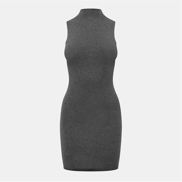 Jack Wills Women's Grey High Neck Mini Knitted Jumper Dress in Size 14, Sports Direct