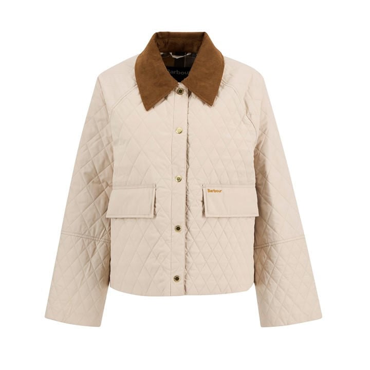 Barbour Women's Beige Kirby Quilted Jacket in Size 14, Sports Direct