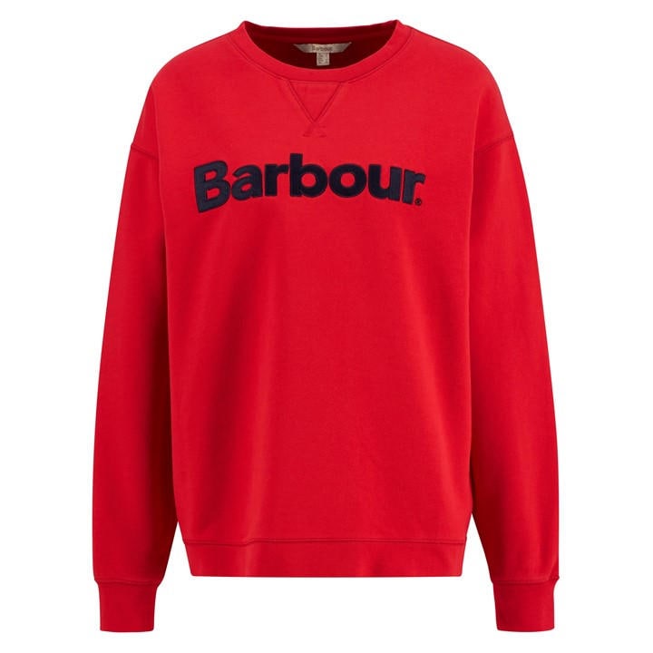 Barbour Women's Red Hartland Logo Sweatshirt in Size 14, Sports Direct